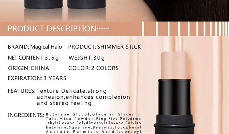FantasyDay Illuminator Face Highlighter Makeup Sticks Pearl Shimmer Whitening Cream Shimmer Contouring Stick Foundation Stick Face Eye Nose Concealer Pen #2 - Image 3